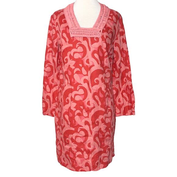 Sail to Sable Linen Tunic Dress in Salmon Color Print SZ M - Picture 1 of 8